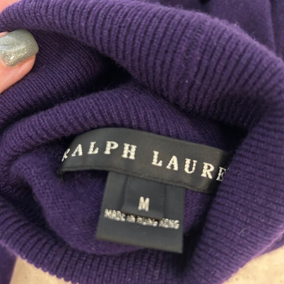 Ralph Lauren Black Label Purple 100% Cashmere Turtleneck Sweater Size Medium - Picture 5 of 6